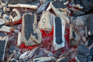 glowing charcoal fire