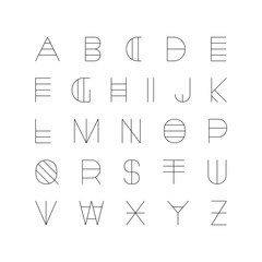 Creative futuristic font. Modern english alphabet, unusual latin letters