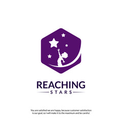 Reaching Stars Logo Design Template. Dream star logo. Emblem, Colorful, Creative Symbol, Icon