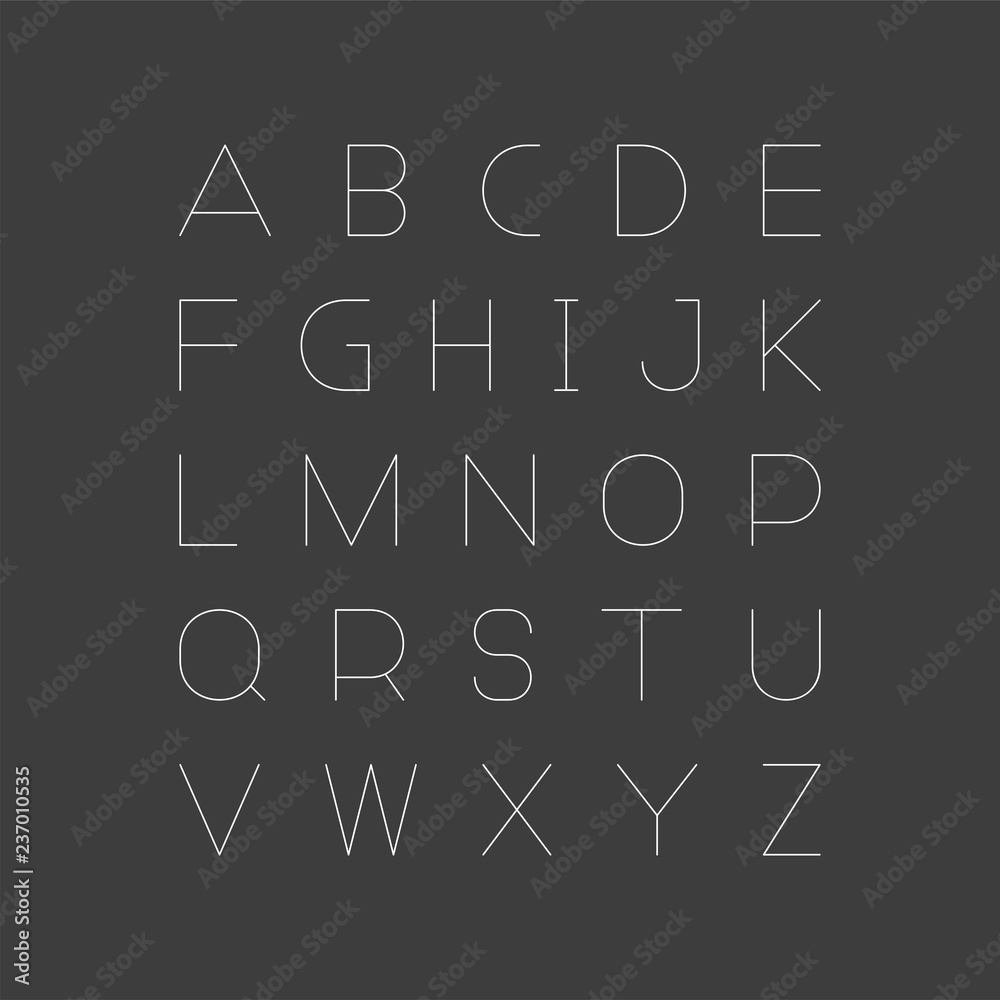 Fototapete simple minimalistic font. vector english alphabet. thin linear latin letters