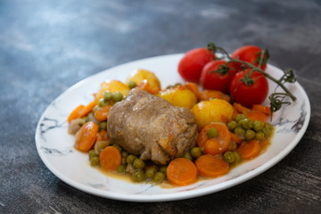 paupiette of veal rolls with Vegetable Planter