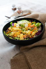 tasty pasta Rigatoni with Spinach and Goat Cheese