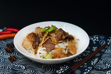 Tasty Vietnamese food Bo bun rice vermicelli