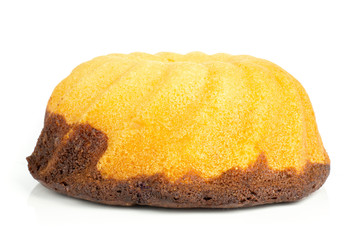 One whole fresh baked marble gugelhupf sweet bread variety isolated on white background