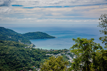 Fototapeta na wymiar View of Phuket island from the observation square near the big Buddha.