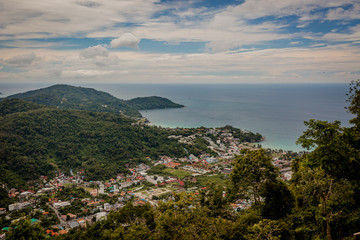 View of Phuket island from the observation square near the big Buddha.