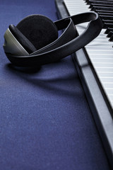 Keyboard and headphones