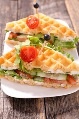 sandwich waffle with vegetable