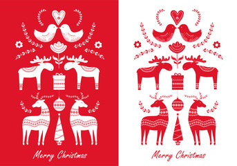 Set of Christmas hand drawn greeting cards in Scandinavian styl © Yana Alisovna