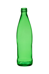 empty bottle from green glass for drinks on a white background