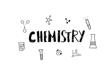 Chemistry doodle objects set. Vector illistration.