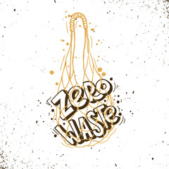 Naklejki  Torba z siatki. Plakat dla osób prowadzących styl życia zero waste waste