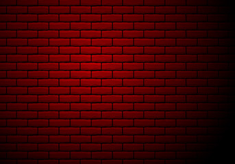 Fototapeta na wymiar Red light glowed rustic brick wall stock vector