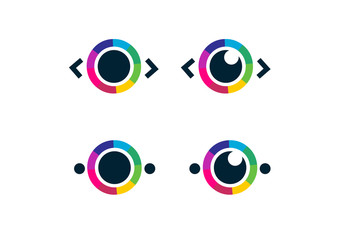 Eye icon - eye symbol. flat eye sign vector. colorful eye icons