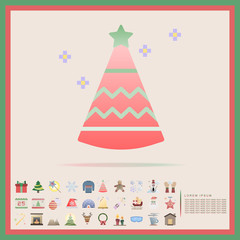 Fototapeta na wymiar Christmas party hat flat design icon set, vector, illustration