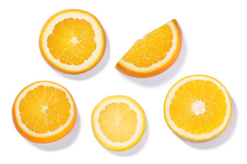 Citrus wheels, top view, paths