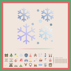 Fototapeta na wymiar snowflake flat design icon set, vector, illustration