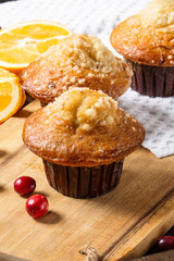 Muffins on Wooden Table