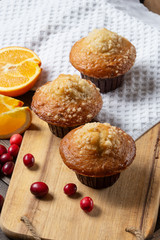 Muffins on Wooden Table