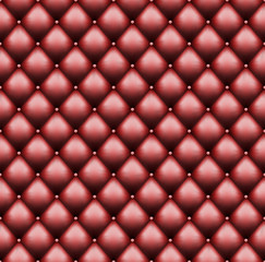 Red leather upholstery with sewin rivets. Luxury background