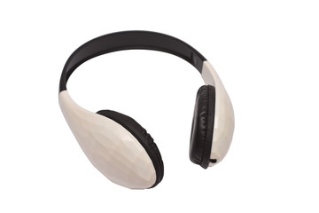 Headphones isolated on white background. Flat lay, top view