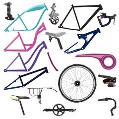 Bike parts and cycling equipment vector illustration