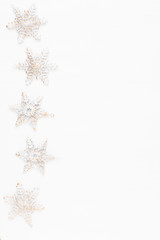 Christmas composition. Christmas decorations on white background. Flat lay, top view