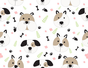 Cute dog cartoon seamless pattern animal on white color background.vector,illustration.