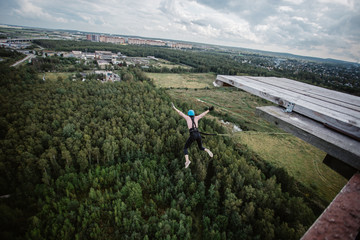 rope jumping is an extreme sport for everyone. Bungee jumping. adrenaline and risk