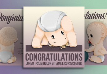 Social Media Post Layouts with Baby Illustrations