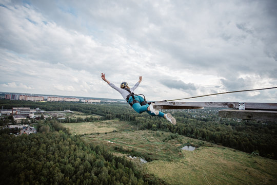 rope jumping is an extreme sport for everyone. Bungee jumping. adrenaline and risk