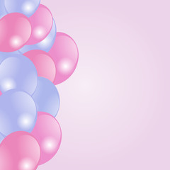 Colorful balloons isolated on pink background. Vector Illustration