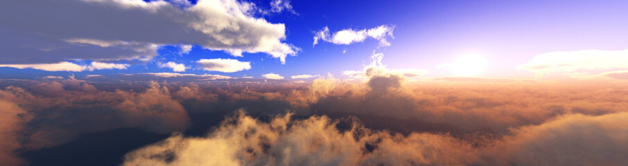 Over the clouds, A panorama of clouds, top view,

