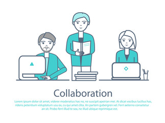 Collaboration Smart People with Laptops Vector