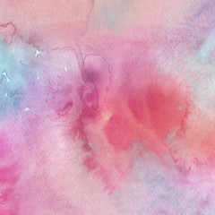 Fototapeta premium Colorful watercolor texture with abstract washes and brush strokes on the white paper background. 