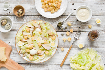 Caesar salad on a white background