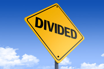 3D Illustration of a road sign _divided_angle3