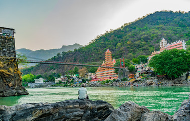 Lakshman Jhula with Trayambakeshwar Temple- a sunrise photography
