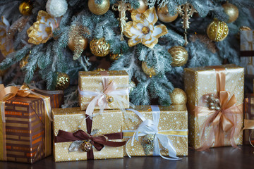 Christmas gifts close up