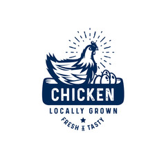 quality rooster logo, badge, emblem. Farm stamp of quality product