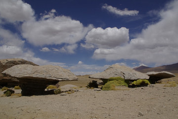 Rock formation in the landscape of andes mountains in bolivia