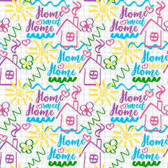 

Baby doodle illustration of House Sweet Home, vector
