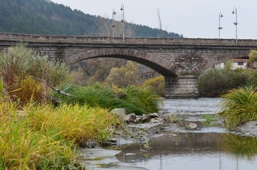 Fototapeta premium old stone bridge in autumn 