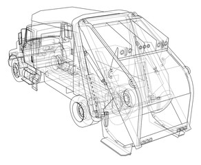 Garbage truck concept. 3d illustration