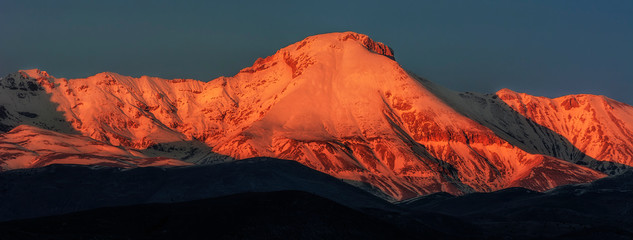 Amazing Sunset Over the Camicia and Prena Mountain - Campo Imperatore - Abruzzo, Italy