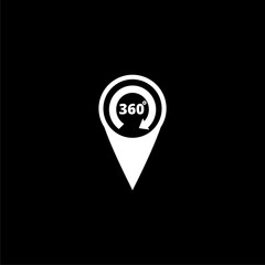 Panorama 360 pointer icon or logo on dark background