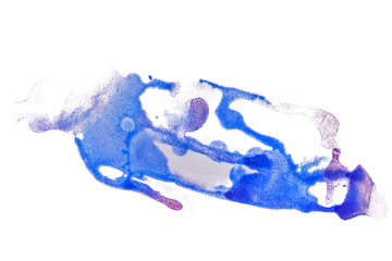 abstract watercolor stain, blot smudge blue with texture. isolated on white background. element for design isolate