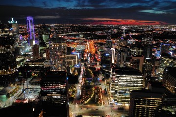 Fototapeta na wymiar Aerial view of Dallas Texas at night