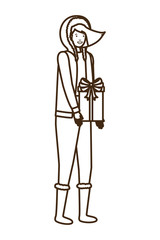 woman with christmas tree avatar character