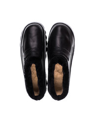 black rubber galoshes on a white background